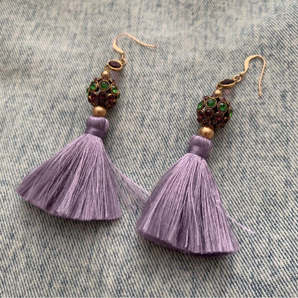 Handmade earrings gold plated Swarovski crystal - Picture 2 of 3
